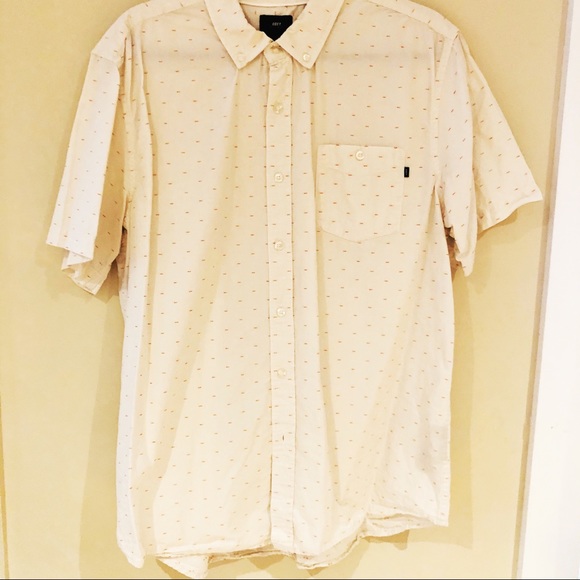 Obey White Button Down w/ Orange Fleck - Picture 2 of 3